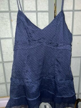 American Eagle Outfitters S Swiss Dot  Deep Blue Strappy Camo Tank GUC